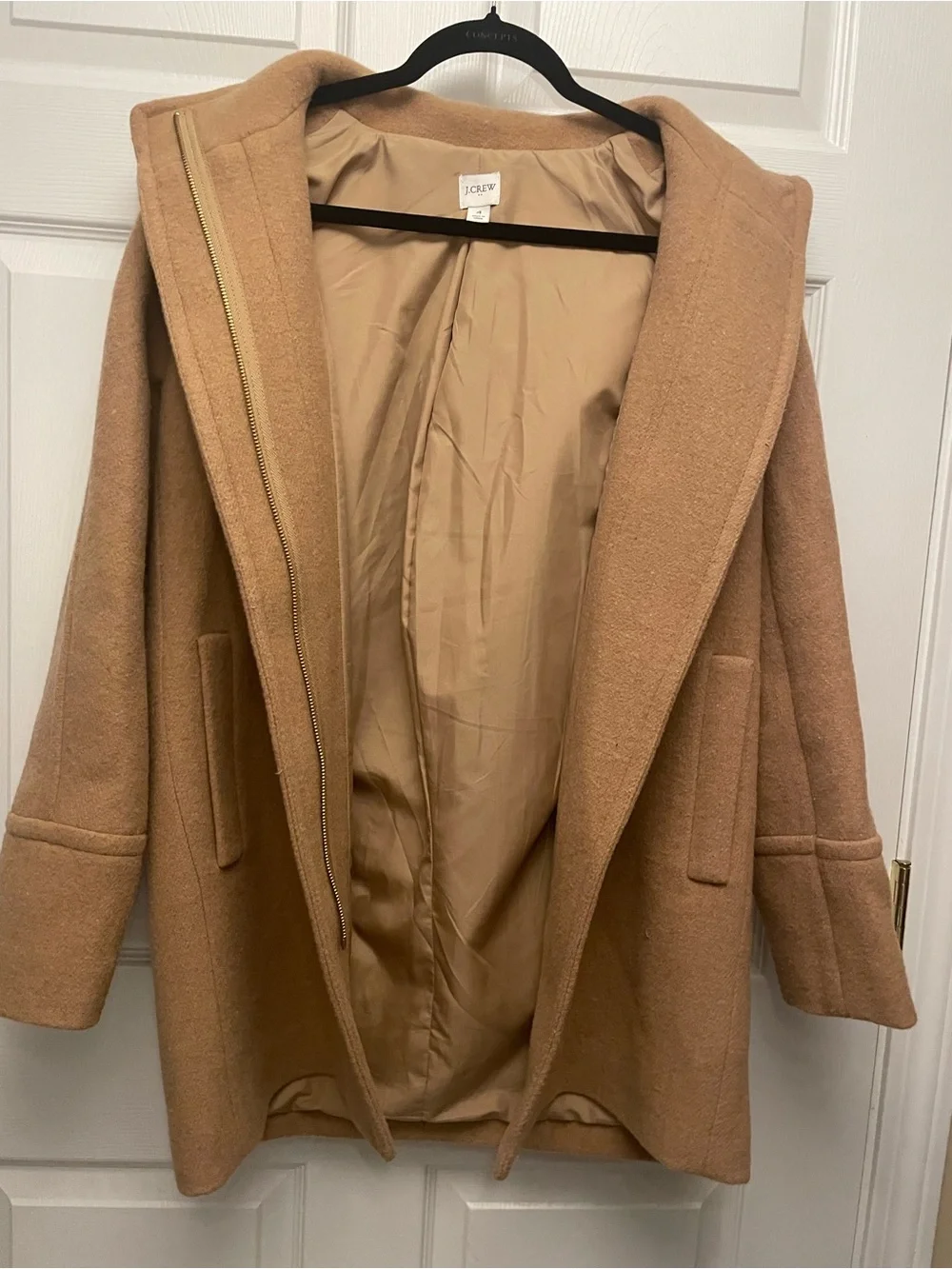 J. Crew Camel Trench Coat with Stand Collar